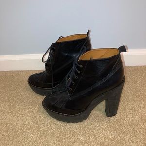 Polo Ralph Lauren lug sole chunky heeled lace-up Black booties